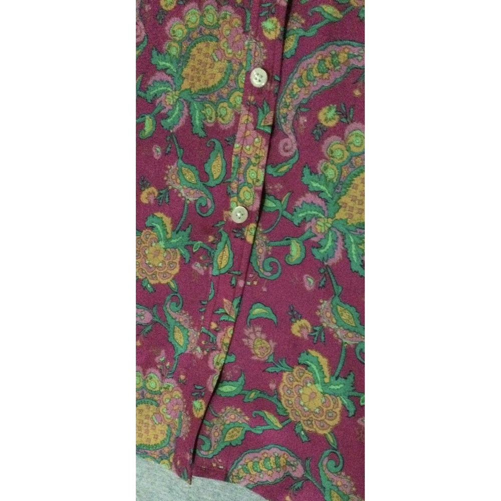 Ralph Lauren Paisley Pattern Silk Long Sleeves Shirt Sz 1X Vtg - Picture 2 of 11